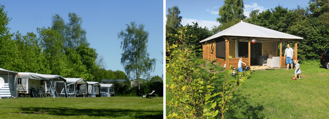 Kampeerplaatsen en vakantiehuisje op camping bij Dedemsvaart